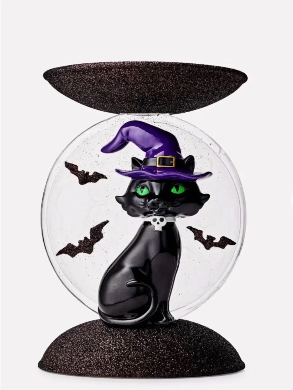 Bath & body, black cat Halloween candle pedestal, lights up